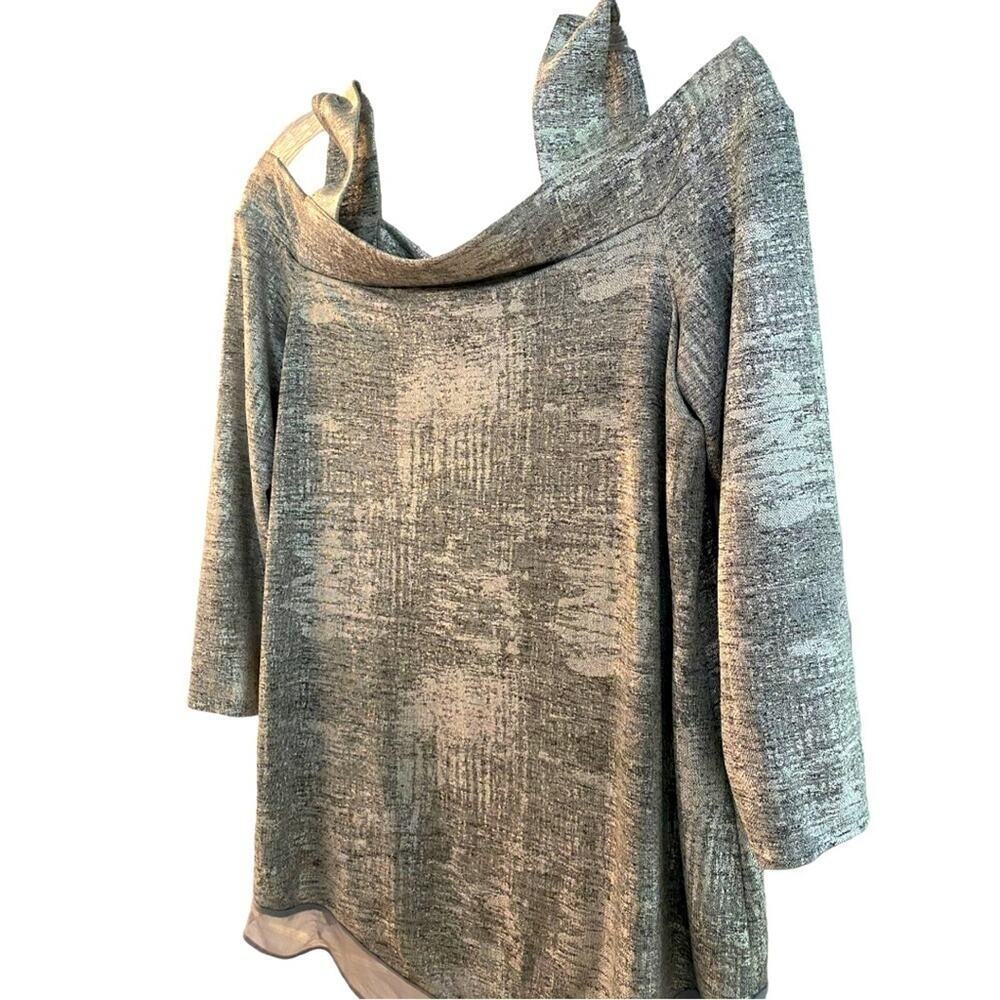 Party top blouse top square neck cold shoulder pointed hem front silver M - Picture 2 of 8